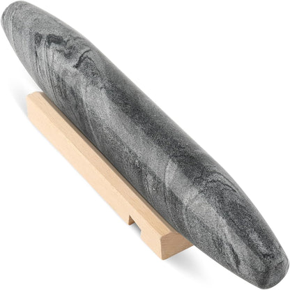 Koville African Natural Marble Rolling Pin, Non-Stick Polished Dough Roller, Pasta, Dumpling, Fondant, Pie Crust, Bread, Pizza Dough, Kitchen Baking Pastry Tools with Mat/Scraper（Namib Fantasy）