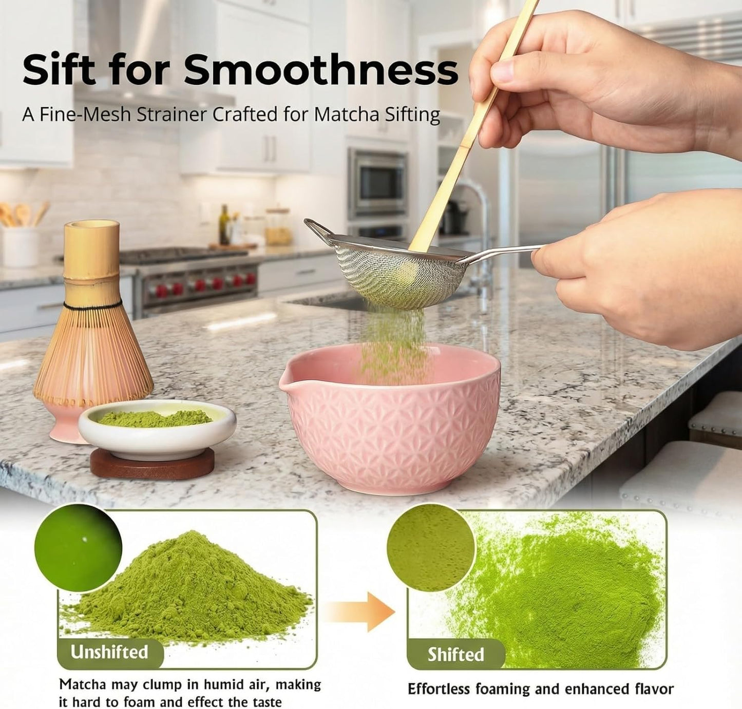 Matcha Whisk Set ,7 Pcs Matcha Set, Matcha Kit for Ceremony, Tradition Tea Set for Making Breakfast/Latte, with 20 OZ Bowl(Chawan)/Whisk and Holder, Valentine's Day Gift for Family/Friend Tea Lovers