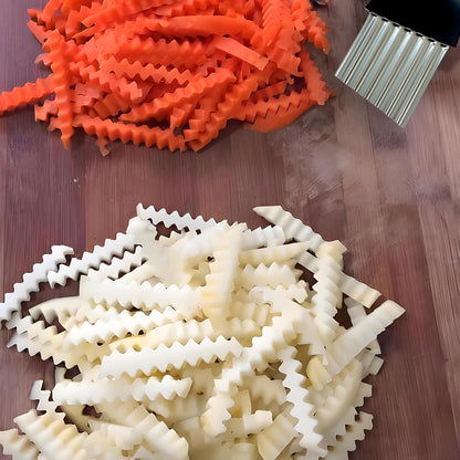 Crinkle Cutter for Veggies & Potatoes - Heavy Duty Stainless Steel Wave Knife & French Fry Slicer Crinkle Cutting Tools with Comfortable Handles for Carrots, Onions, and Fruits