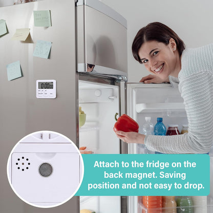 Leumoi 2 Pcs Digital Kitchen Timer 24 Hour Clock and Alarm Function Timer On/Off Switch Minute Second Count up Countdown Loud Alarm for Exercise Cook Baking(White)
