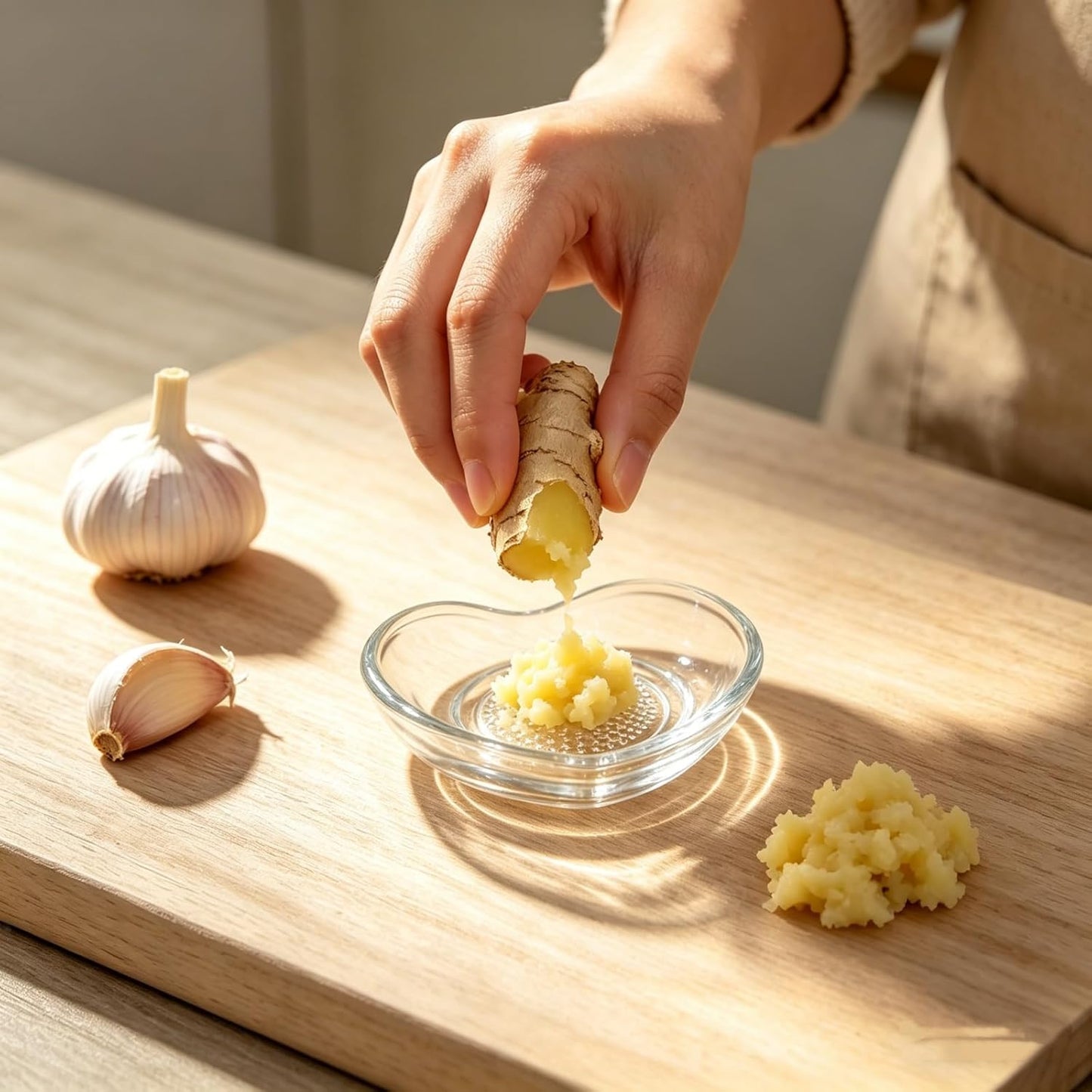 2PCS Glass Garlic Grater Heart-Shaped Grinder Plate for Ginger Spices Chocolate Cheese Multifunctional Kitchen Gadget (3.82"x3.54")