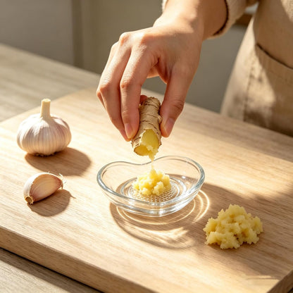 2PCS Glass Garlic Grater Heart-Shaped Grinder Plate for Ginger Spices Chocolate Cheese Multifunctional Kitchen Gadget (3.82"x3.54")