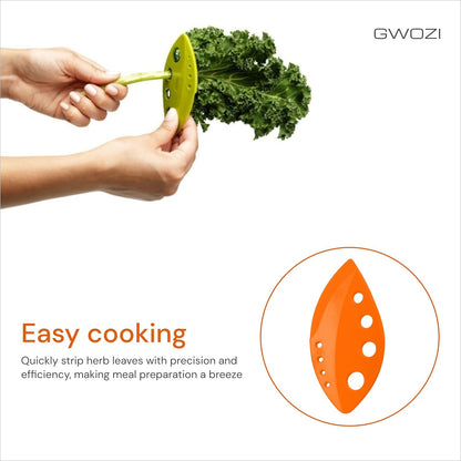 Herb Stripper Tool - Herb Leaf Stripper with 8 Holes - Kitchen Herb Stripping Tool - Plastic Greens Stripper for Kale, Cilantro, Thyme, Chard, Basil, Rosemary