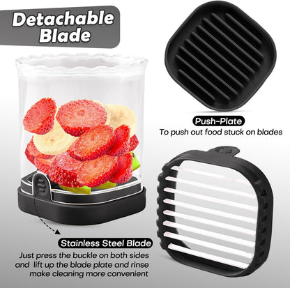 Creative Strawberry & Fruit Slicer - Detachable Cutter with Push Plate (Black)