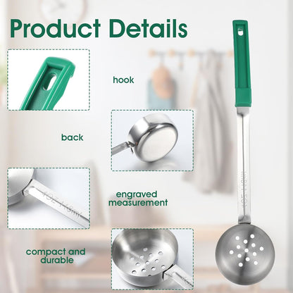 6 Pcs Portion Control Serving Spoons, 3 Size Portion Control Spoons Ladle Scoops Stainless Steel Proportion Manage Slotted and Unslotted Scoops for Weight Loss Kitchen