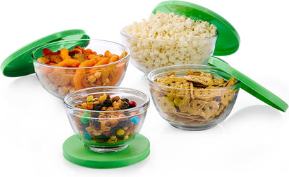 Libbey Small Glass Prep Bowls with Lids, Set of 8, 6.25 oz Small Bowls- Ideal for Leftovers, Meal Prep & Dips, Durable & Dishwasher Safe