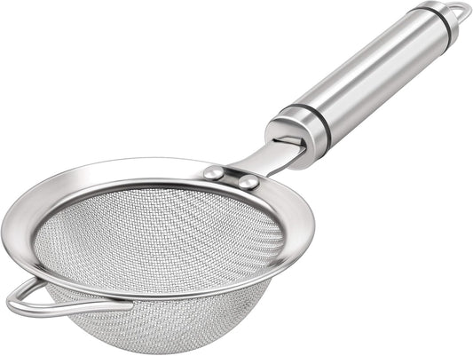 3.35inch 304 Stainless Steel Fine Mesh Strainers for Kitchen, Colander-Skimmer with Handle, Metal Sieve Sifters for Food, Rice, Oil, Noodles, Fruits, Vegetable, Tea Strainer