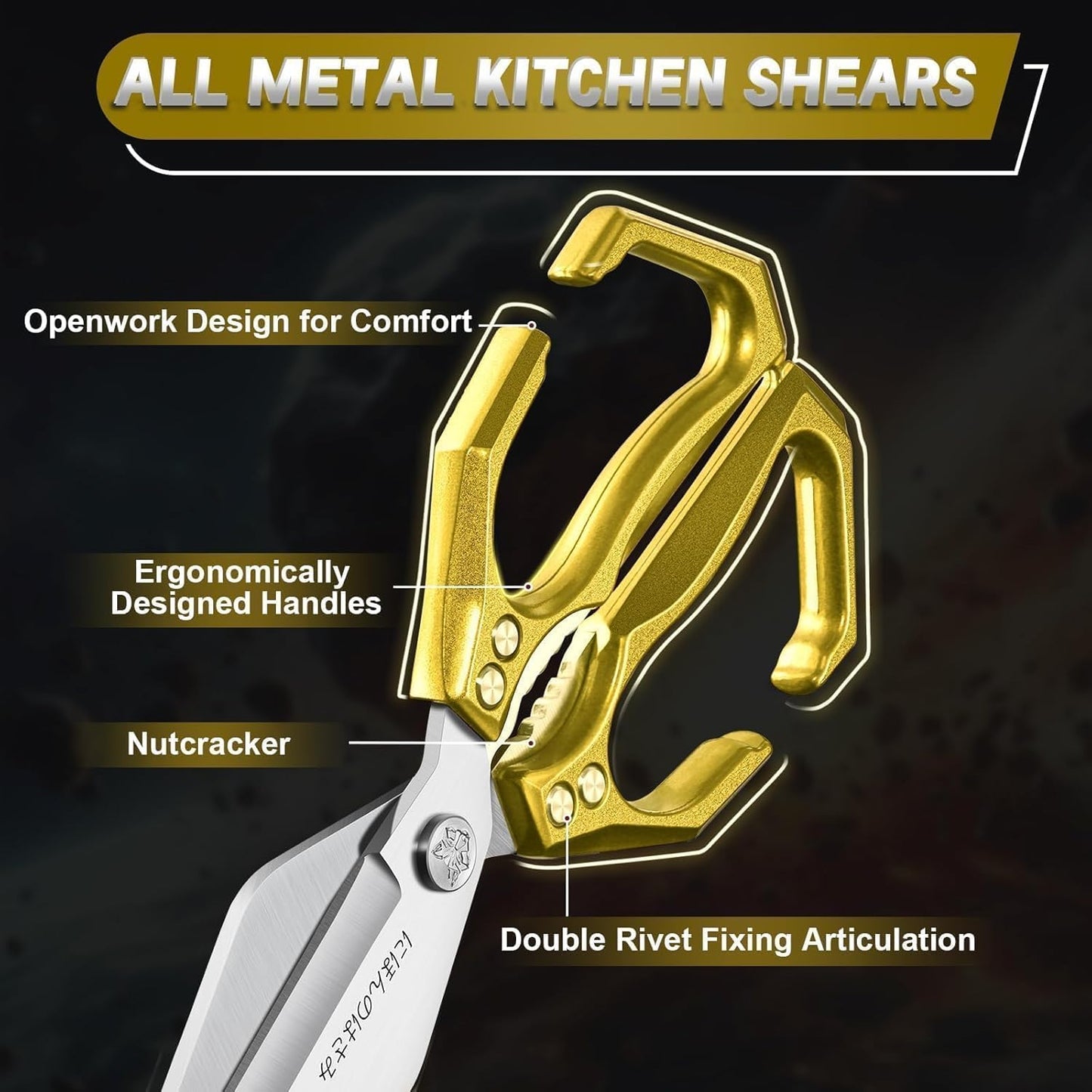 Dream Reach Poultry Shears, Heavy Duty Kitchen Shears with Serrated Edge, No Rust Spring Loaded, Multipurpose Stainless Steel Kitchen Scissors for Chicken, Bone, Meat, Turkey, Fish Thanksgiving Gifts