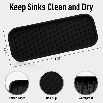 Zulay Kitchen (9x3.5in Sponge Holder for Kitchen Sink - Flexible Heavy-duty Multipurpose Sink Caddy - Counter Organizer for Kitchen, Bathroom, Makeup, Trinkets & More! (Grey)
