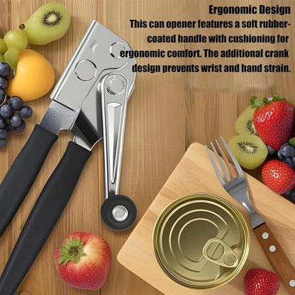 Can Opener Manual Heavy Commercial Can Opener Duty Easy for Big Cans with Magnet Folding Hand Crank With Comfortable Long Handles
