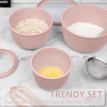 BoxedHome Mixing Bowls with Lids - 8 Piece Plastic Nesting Bowls Set includes 4 Prep Bowls and 4 Lids, Microwave and Dishwasher Safe, Green