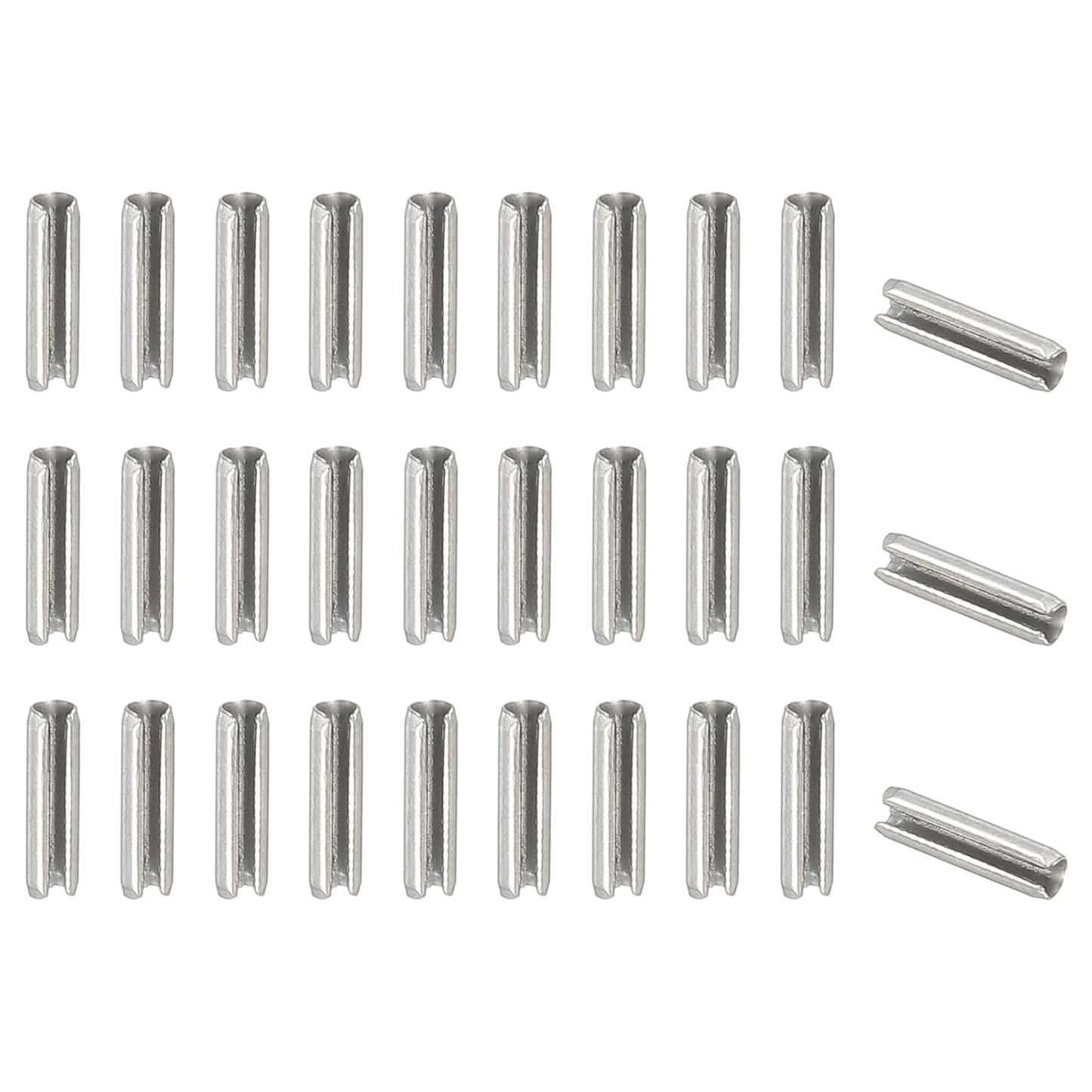 PATIKIL Slotted Spring Pin, 50 Pcs 1/8" x 3/4" (3.2mm x 20mm) 304 Stainless Steel Split Roll Pins Spring Dowel for Home Improvement Automotive Machine Repair, Silver - Colors A
