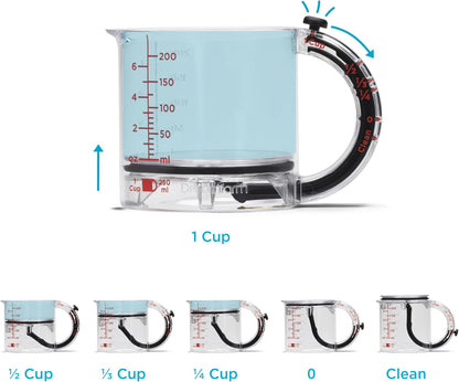 Dreamfarm Upcup All-in-1 Adjustable Measuring Cup, Metric & Imperial Measurements up to 1 Cup - Black/Clear