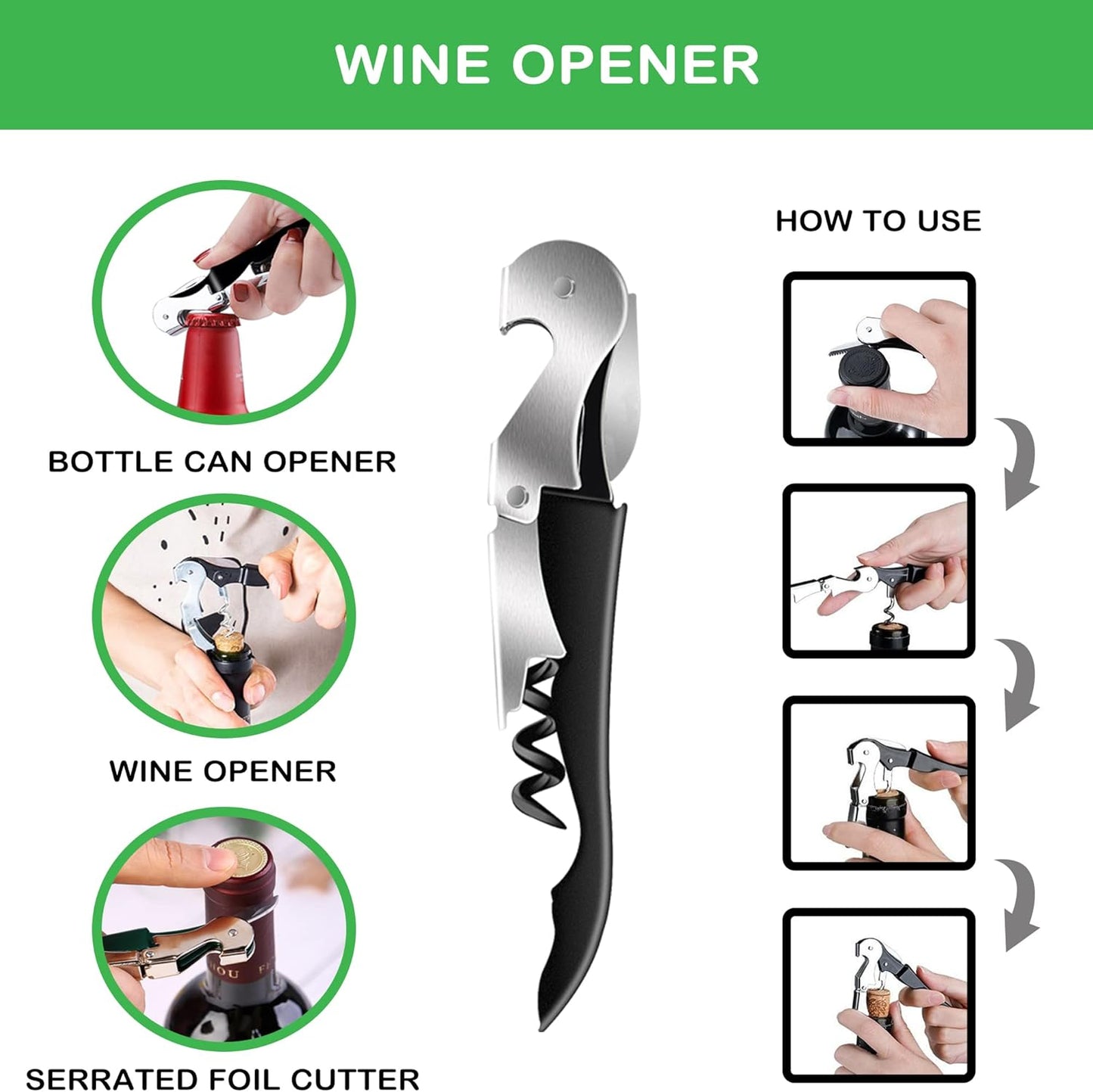 Jar Opener for Weak Hands, Seniors with Arthritis, 5 in 1 Multi Function Bottle Opener Lid Opener For Arthritic Hands with Non Slip Rubber Jar opener Gripper Pad and Corkscrew Wine Opener(BLUE)