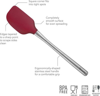 Tovolo Flex Core Silicone Spatula Spoonula Set of 2 for Non Stick Cast Iron Cooking & Baking, Dishwasher Safe Heat Resistant BPA Free Long Stainless Steel Handle Kitchen Utensil, Charcoal Gray