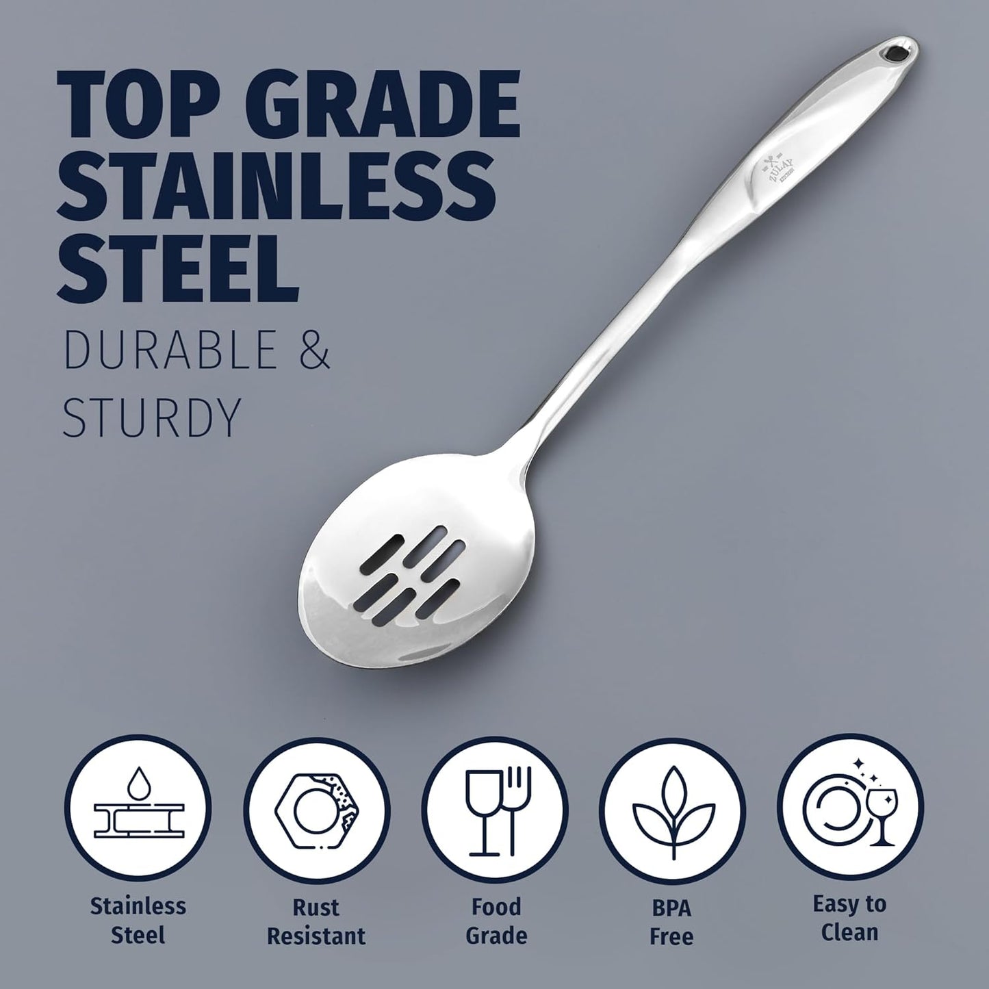 Zulay Kitchen Stainless Steel Spatula - 14.8” Heat-Resistant Metal Slotted Turner for Cooking, Frying & Grilling - Durable, Rust-Proof & Dishwasher Safe Kitchen Utensil for Everyday Use