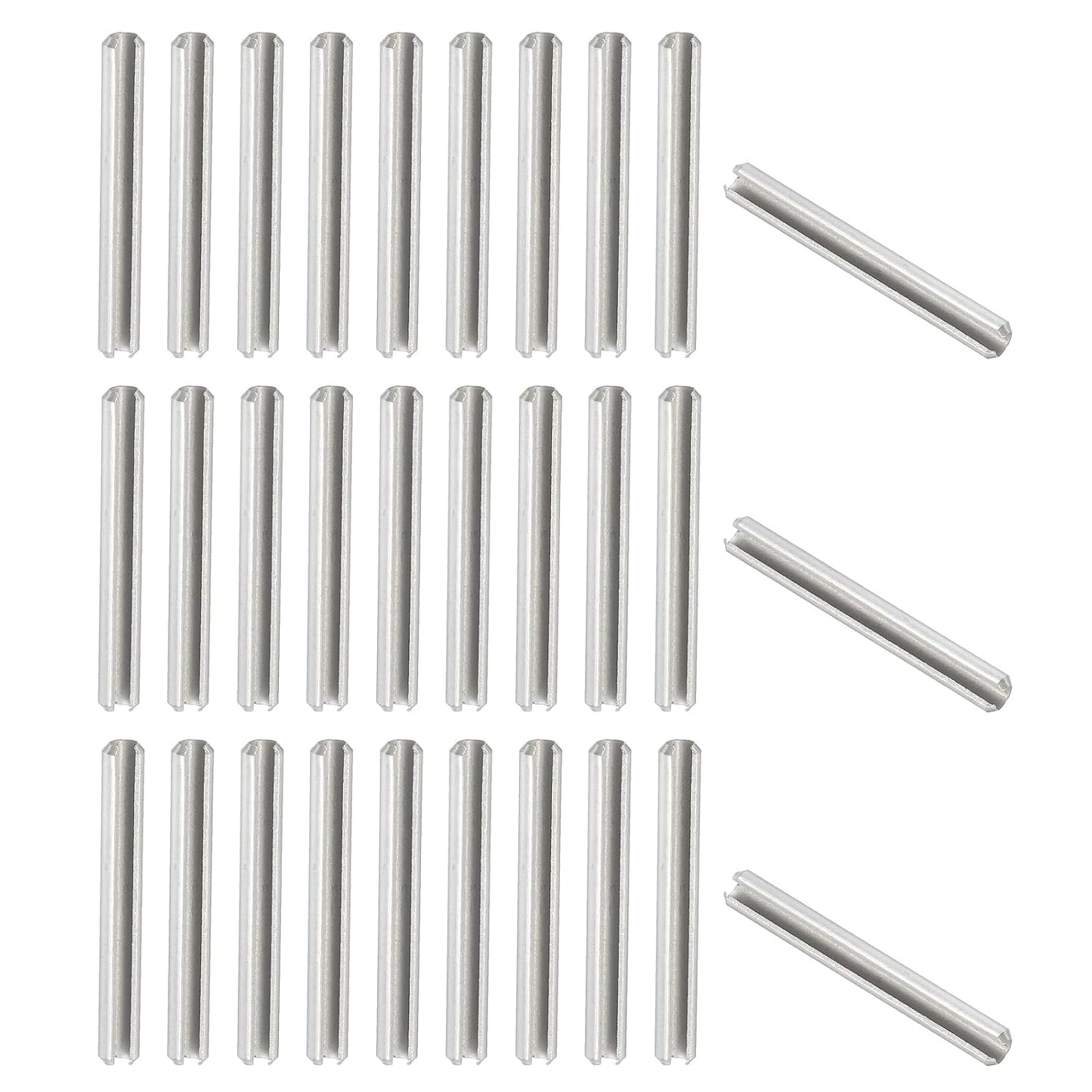 PATIKIL Slotted Spring Pin, 50 Pcs 1/8" x 3/4" (3.2mm x 20mm) 304 Stainless Steel Split Roll Pins Spring Dowel for Home Improvement Automotive Machine Repair, Silver - Colors B