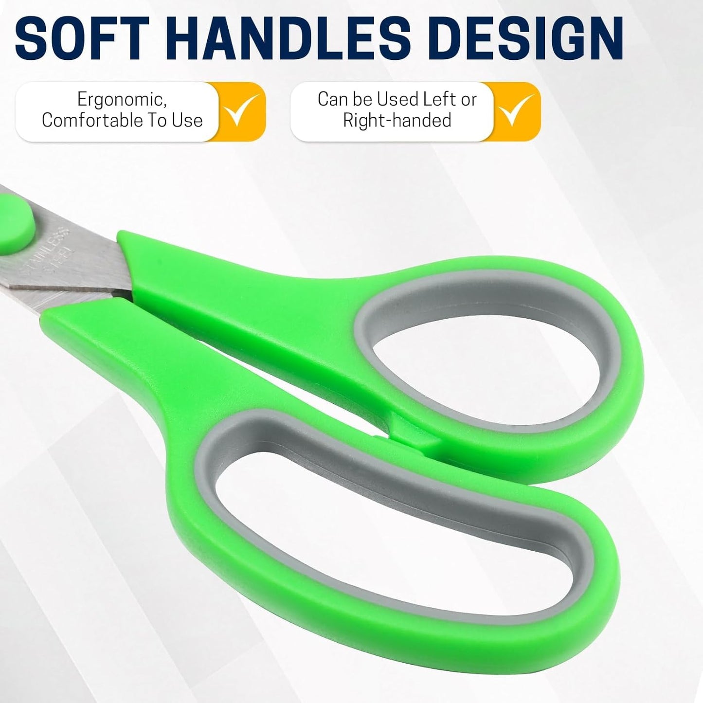 BURVAGY 8" 10 Pack All Purpose Heavy Duty Scissors- Comfort-Grip Sharp Scissors for Office School Sewing Fabric Craft High/Middle School Student Teacher Scissor, Right/Left Hand