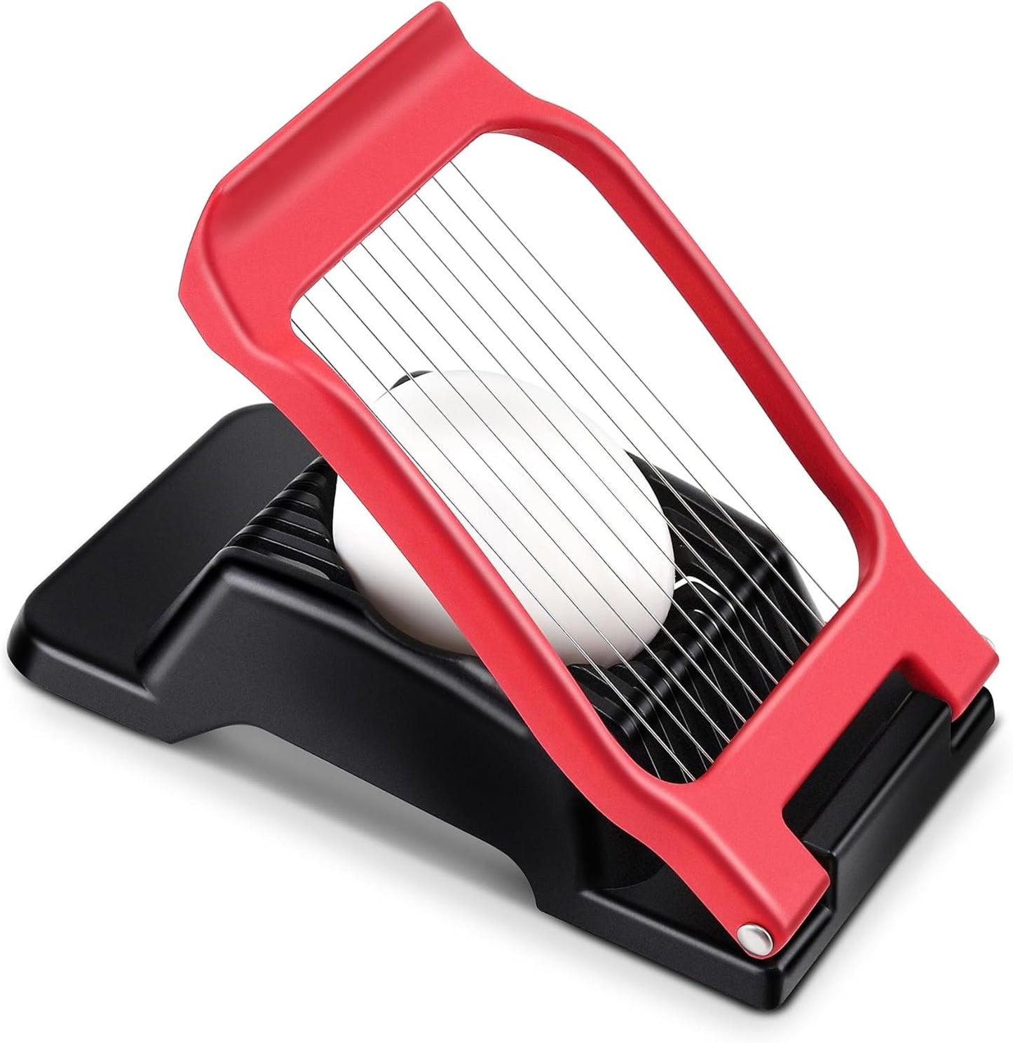 Egg Slicer for Hard Boiled Eggs, Stainless Steel Wire, Multipurpose Heavy Duty Aluminium Egg Cutter for Egg, Salads, Sandwiches, Strawberries, Mushrooms, Soft Cheese, Red