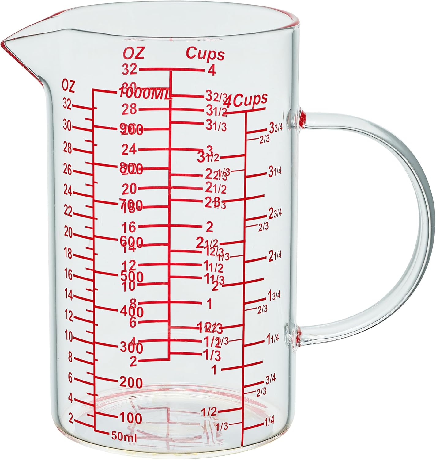 Ackers BORO3.3 Measure Glass -[Insulated handle | V-Shaped Spout]-Made of High Borosilicate Glass Measuring for Kitchen or Restaurant, Easy to Read, 120 ML (4 Oz)