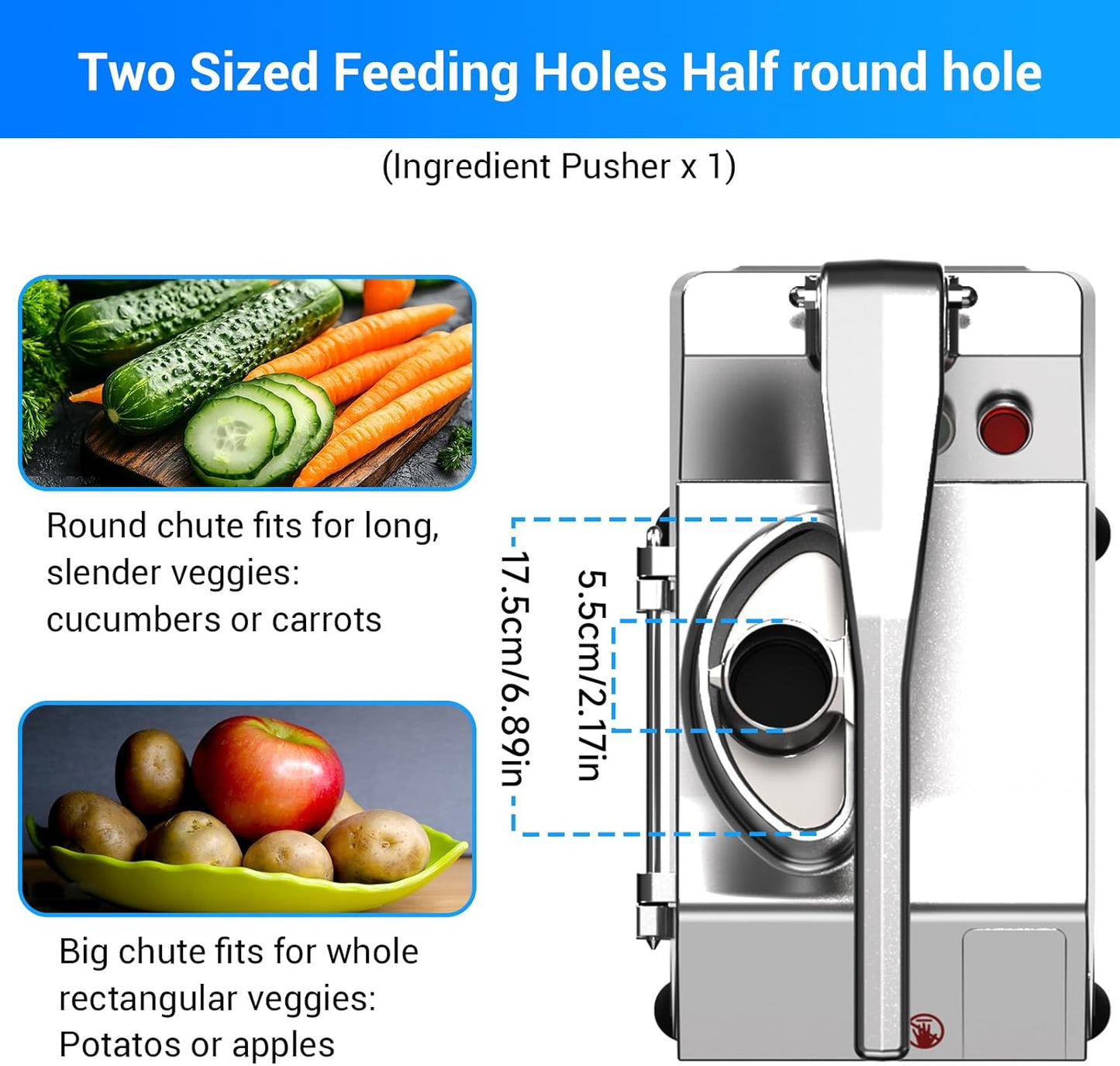 LEEVOT Commercial Vegetable Chopper 200W, Electric Food Processor for Slicing Dicing Shredding, Professional Veggie Cutter for Restaurant, Hotel School, Cafeteria, French Fry, Cheese Grater
