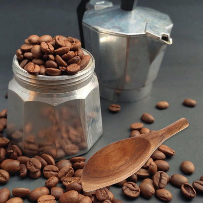 Kichvoe Mini Wood Coffee Measuring Spoon Irregular Shape Reusable Ground Coffee Scoop for Espresso and Tea Powder 4.72 Inch Kitchen Tool