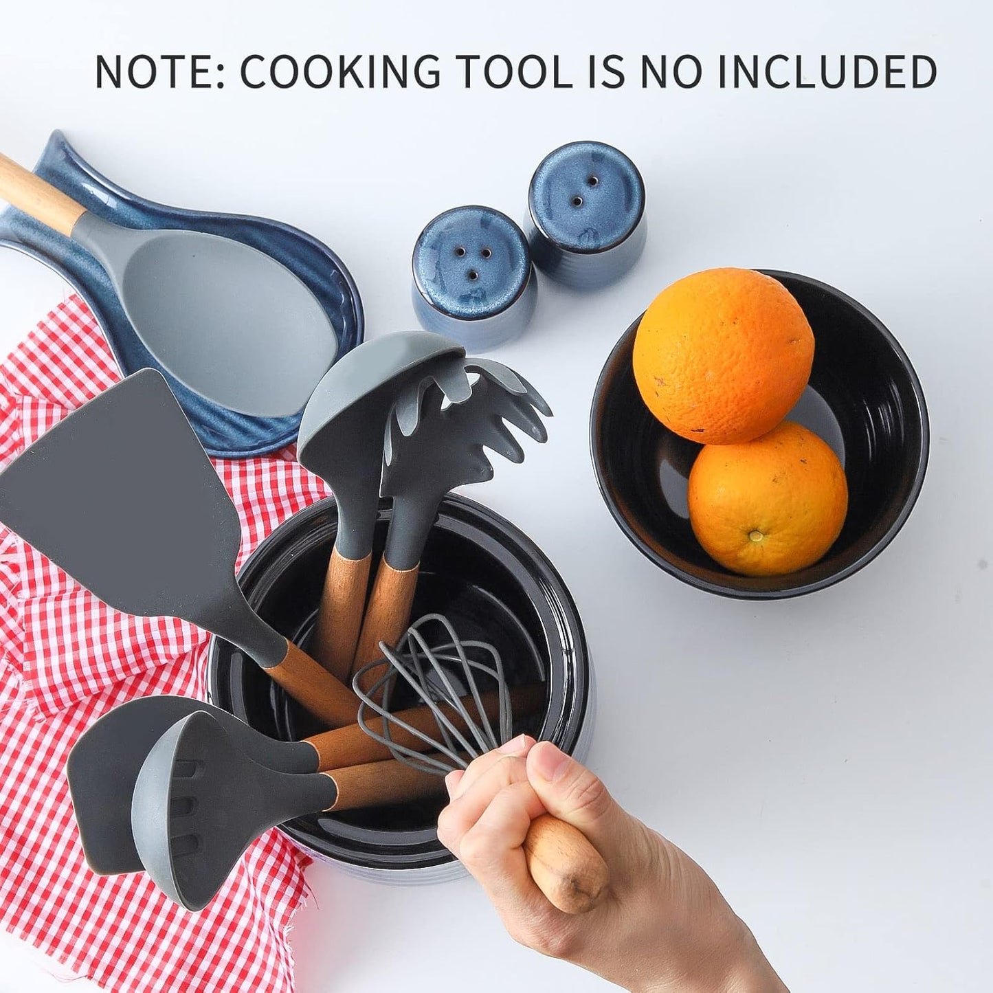 HASENSE Utensil Holder for Kitchen Counter 7.1” Cooking Utensil Crock for Countertop, Blue Ceramic Stable Utensil Organizer Caddy with Reactive Glaze for Spatula and Spoon, Dishwasher Safe