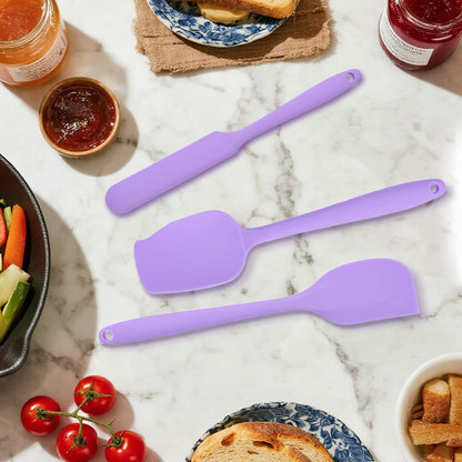Spatulas Silicone Heat Resistant, Rubber Spatula Food Grade, Handle with Ergonomic Grip Kitchen Utensils Set,Nonstick Silicona Cooking Utensils Set for Cooking and Mixing 3Pacs Purple