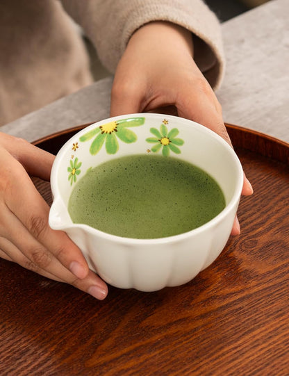 TANG PIN Matcha Set - Match Bowl and Whisk, 15 OZ, Matcha Scoop | Matcha Whisk Stand (Chasen Holder) - 4pc Perfect Matcha Kit for Matcha Tea Ceremony (Mottled Green)
