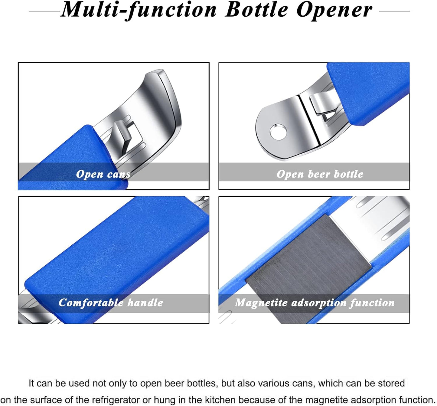 3 Pieces Magnetic Bottle Openers Can Opener Classic Beer Opener Stainless Steel Small Bottle Opener Can Tapper with Magnet for Camping and Traveling HANCELANT (Black Blue Fuchsia)
