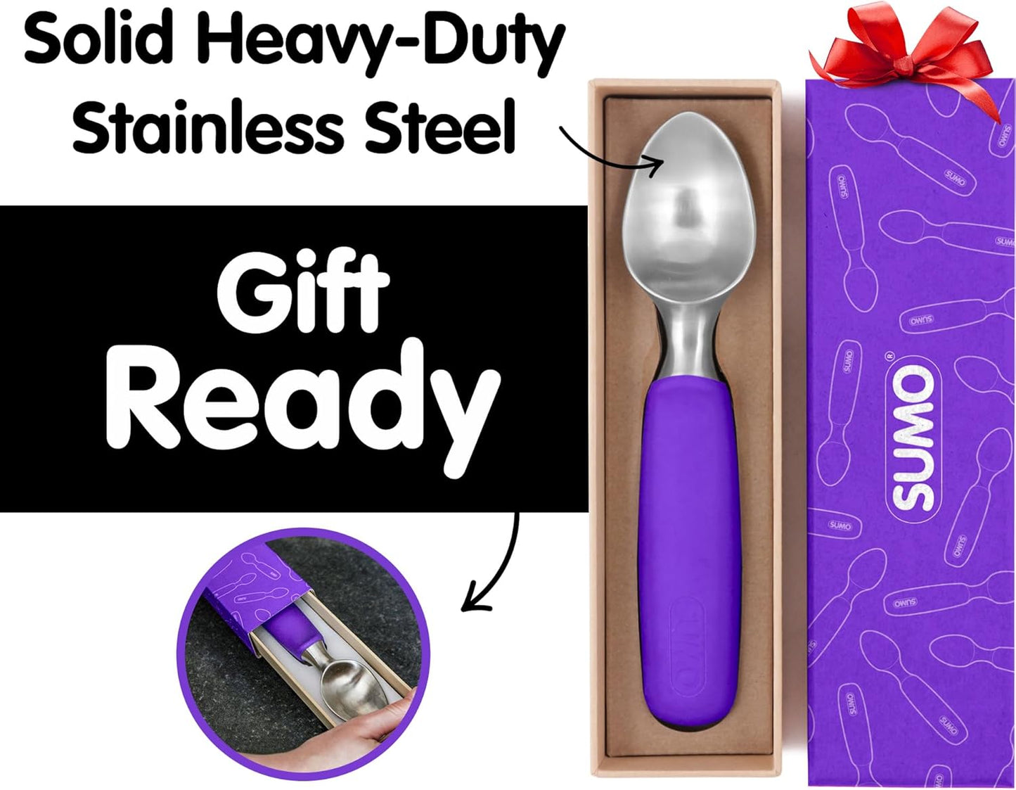 SUMO Stainless Steel Ice Cream Scoop With Ergonomic Handle - Sturdy, Dishwasher-Safe Scooper For Effortless Scooping and Serving Of Frozen Desserts, Comfortable Grip - Blue