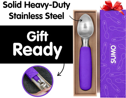 SUMO Stainless Steel Ice Cream Scoop With Ergonomic Handle - Sturdy, Dishwasher-Safe Scooper For Effortless Scooping and Serving Of Frozen Desserts, Comfortable Grip - Blue