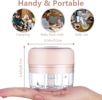 Electric Mini Garlic Chopper, 100ML Food Chopper Garlic Mincer USB, Portable Small Food Processor for Vegetables