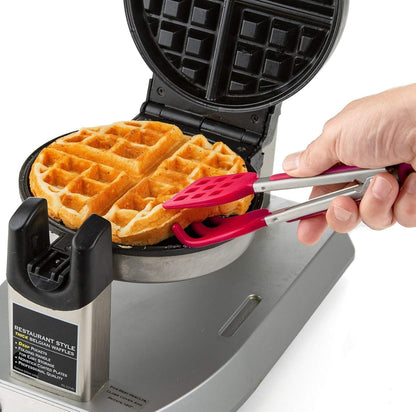 Waffles Batter Dispenser n Waffle Tongs Combo Set,Get Perfectly Fluffy Waffles Every Time! Batter Measuring Separator for Pancakes, Cupcake, Muffin Quick Filling Cookie Batter