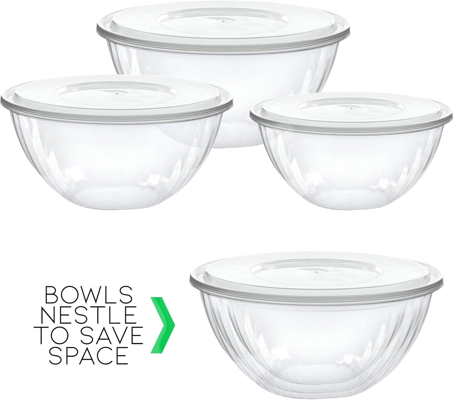 PLASTICPRO Disposable 48 Ounce Round Crystal Clear Plastic Serving Bowls With Lids, Party Snack or Salad Bowl, Chip Bowls, Snack Bowls, Candy Dish, Salad Container Pack of 2