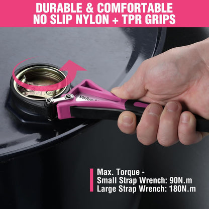 ValueMax 2-piece Strap Wrench Set, Adjustable Oil Filter Wrench with Max Diameter 4" (Small) & 6" (Large) for Shower Head Water Filter, Jar Opener Set