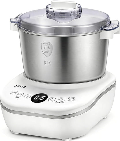 AIZIYO DoughChief, 5.3QT Dough Maker, Dough Mixer with Ferment Function, 304 Stainless Steel Bowl, Removeable lid, Face-up Touch Panel, Electric Stand mixer for Pizza, Bread, Pasta & Mochi