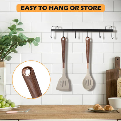 MANJIA Silicone Spatulas Set, Nonstick Silicone Spoon & Turner Spatula Set, Serving Spoon kitchen Spatula for Cooking Fish, Eggs,Flipper, Cooking Utensils Set 2pcs (white-spoons)