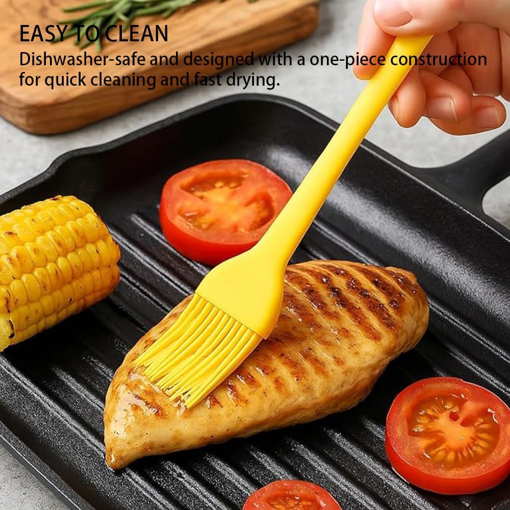 Silicone Basting Pastry Brushes Set, 2 Pcs Heat Resistant Kitchen Cooking Baking Brush for Oil Butter Sauce BBQ Grill, BPA Free, Dishwasher Safe, 8&10 inch