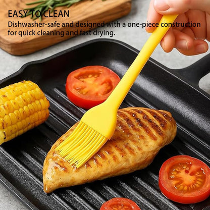 Silicone Basting Pastry Brushes Set, 2 Pcs Heat Resistant Kitchen Cooking Baking Brush for Oil Butter Sauce BBQ Grill, BPA Free, Dishwasher Safe, 8&10 inch