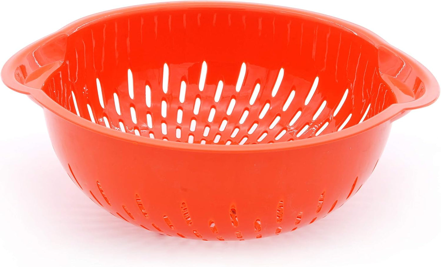 Mintra Home Mixing Bowl w/Colander (Large 4.5L, Red) - For Washing & Draining Fruits And Vegetables - Heavy Duty Plastic for Baking, Cooking Supplies - Dishwasher Safe