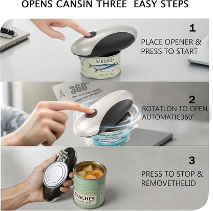 Electric Can Opener, USB-C Rechargeable Automatic Can Opener with Smooth Edge, One-Touch Operation, Magnetic Lid Hold, Fits Most Can Sizes