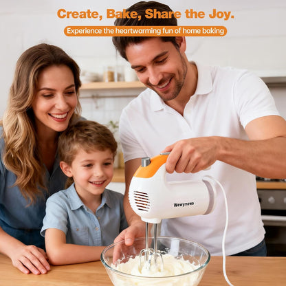 300W 5-Speed Electric Hand Mixer with 3 Thickened Nesting Mixing Bowls, Measuring Cups and Spoons, Complete Kitchen Cake Mixer with Paddle, Dough Hook and Whisk for Baking