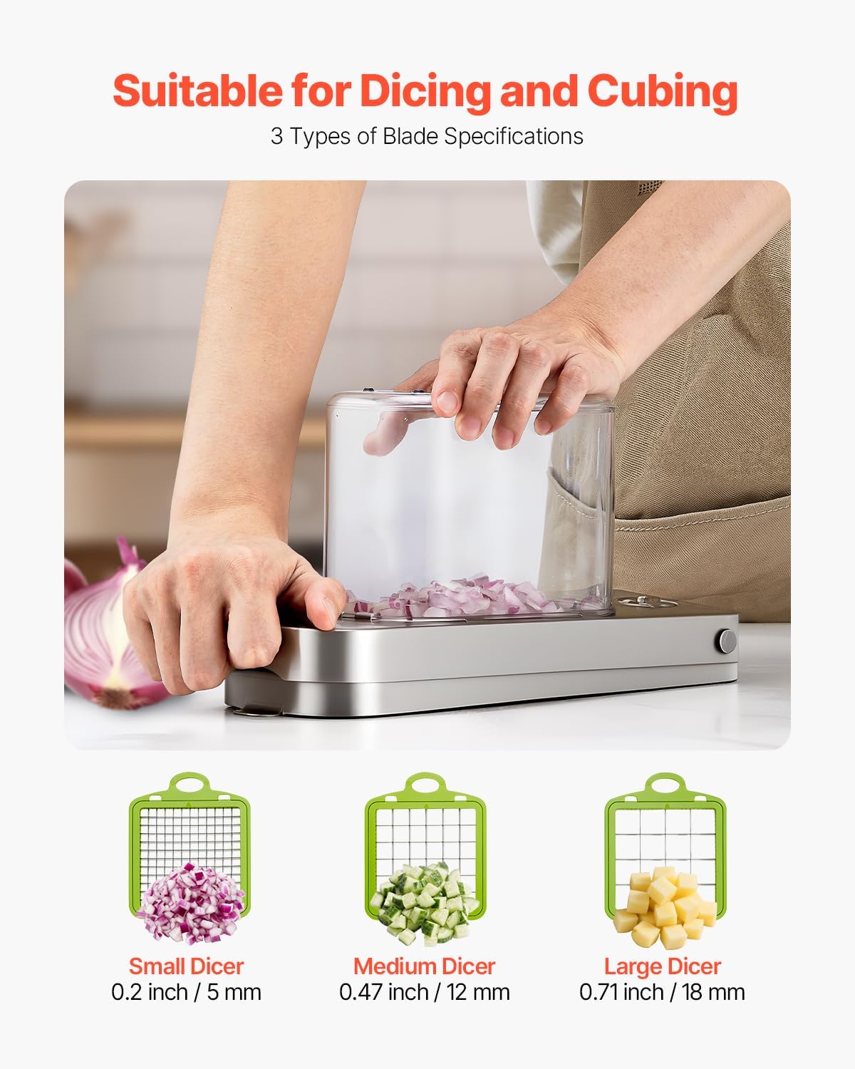 VEVOR Vegetable Chopper Mandoline Slicer, All-in-1 Food Veggie Cutter with 9 Stainless Steel Blades, Cheese Grater Onion Potato Dicer with Container,Salad Spiralizer Kitchen Gadgets&Essentials