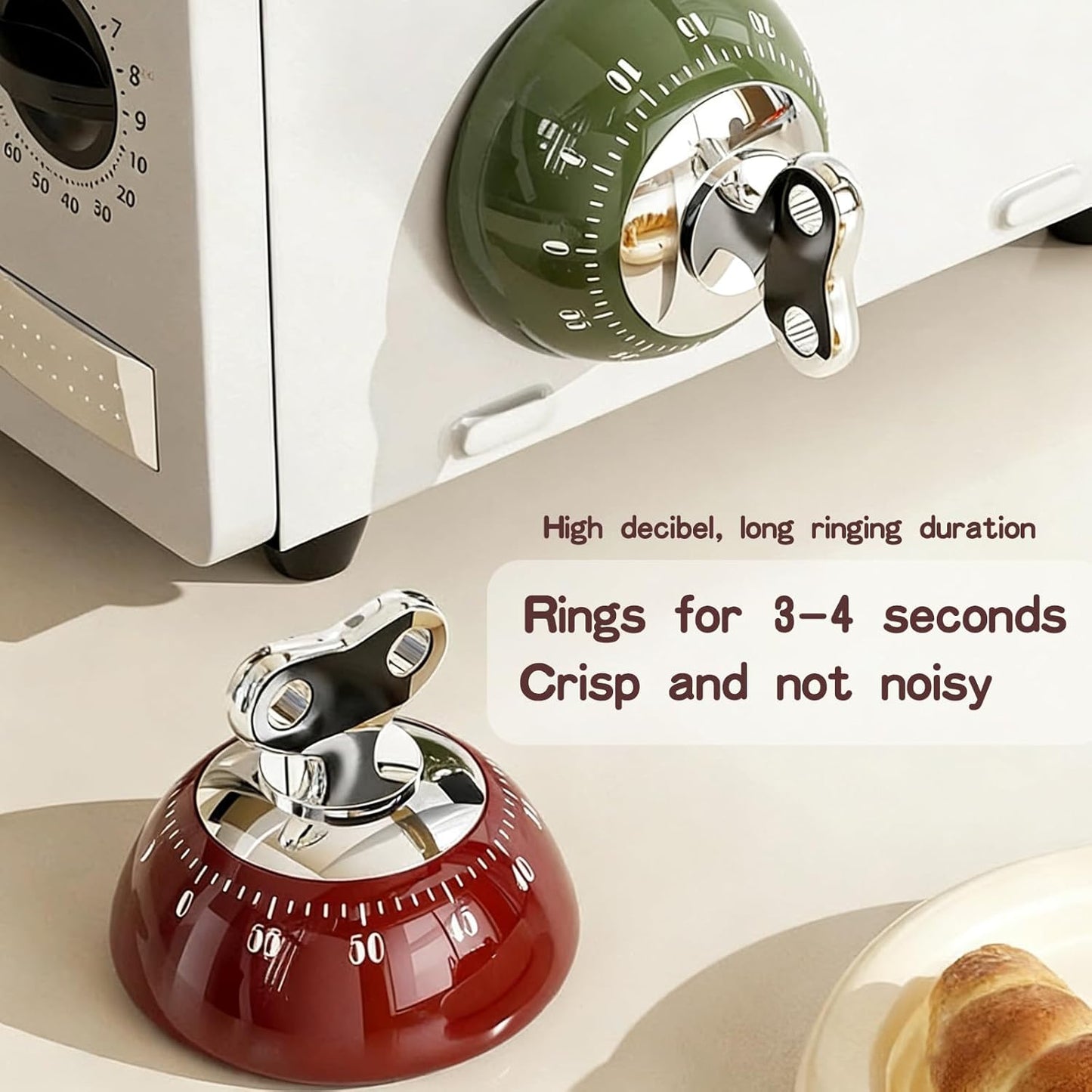 60-Minute Magnetic Timer, Mechanical Kitchen Cooking Reminder & Student Time Manager, Self-Discipline Alarm Clock for Time Management, Fridge Magnet Timer for Home School Office (Green)