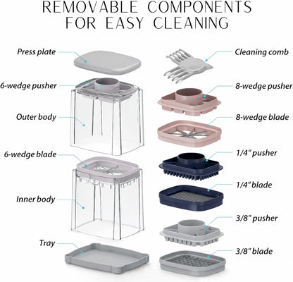 Brieftons PerfectCut Vegetable Chopper: 4-Blade Veggie Dicer Fruit Slicer, Potato French Fry Cutter, Wedge Cutter, Onion Chopper, Egg Slicer with 5 Recipe Ebooks, Safe to Use, Easy to Clean & Store