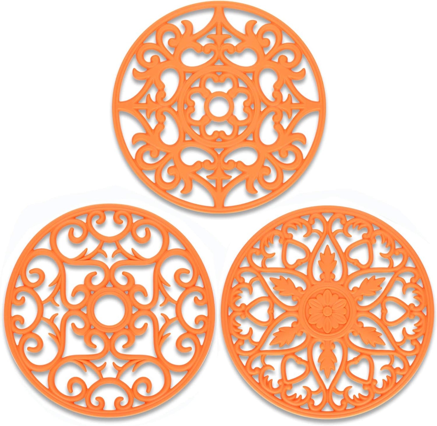 ME.FAN Trivets for Dishes/Pots/Pans, 3 Pcs Silicone Mats, Flexible/Durable/Non Slip Hot Pads to Protect Table and Counter Top (Olive Green)