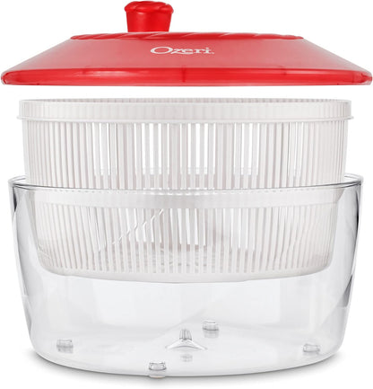Ozeri Italian Made Fresca Salad Spinner and Serving Bowl, BPA-Free, Green, 4.4 qt