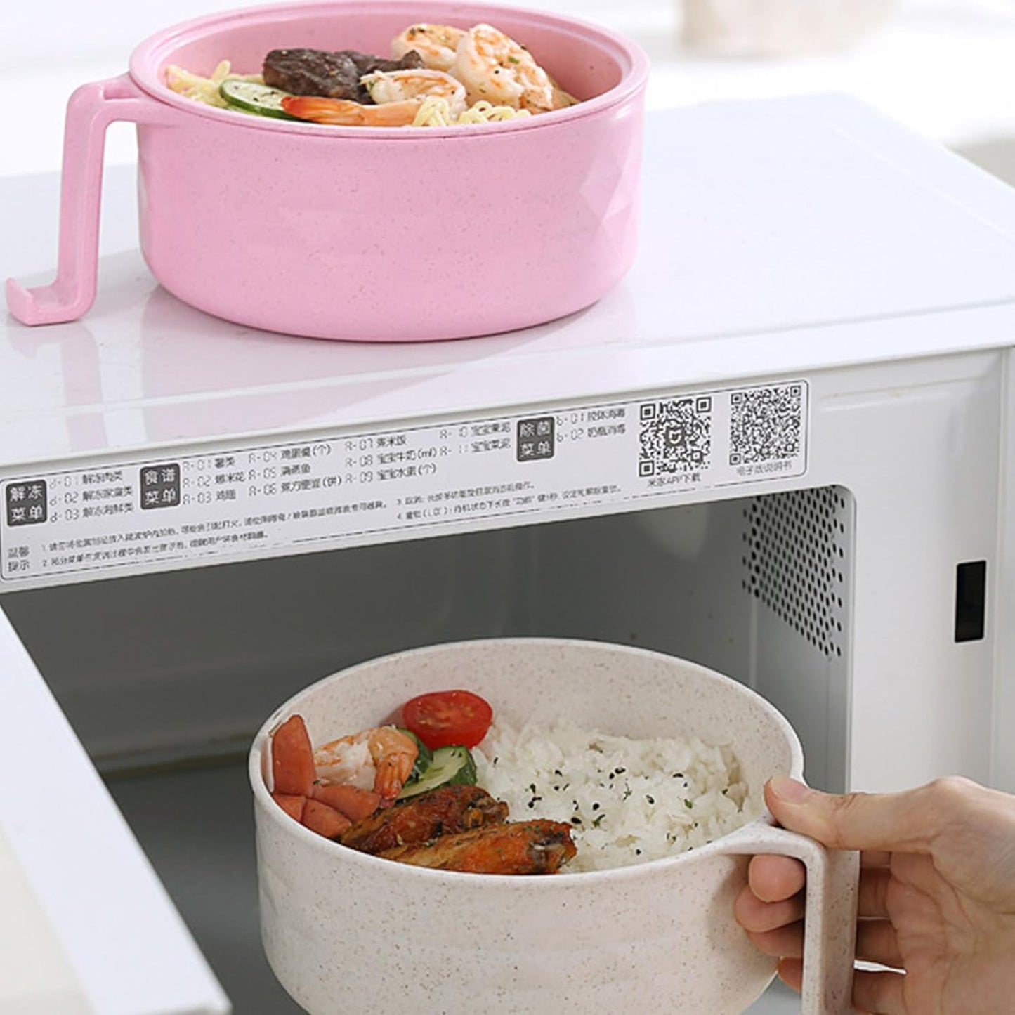 Microwave Ramen Bowl,Microwave Ramen Cooker with Lid,Plastic Mixing Salad Pasta Fruit Rice Cereal Instant Noodles Soup Maker Plate Bowls Set Kitchen College Dorm Room Essentials,Purple