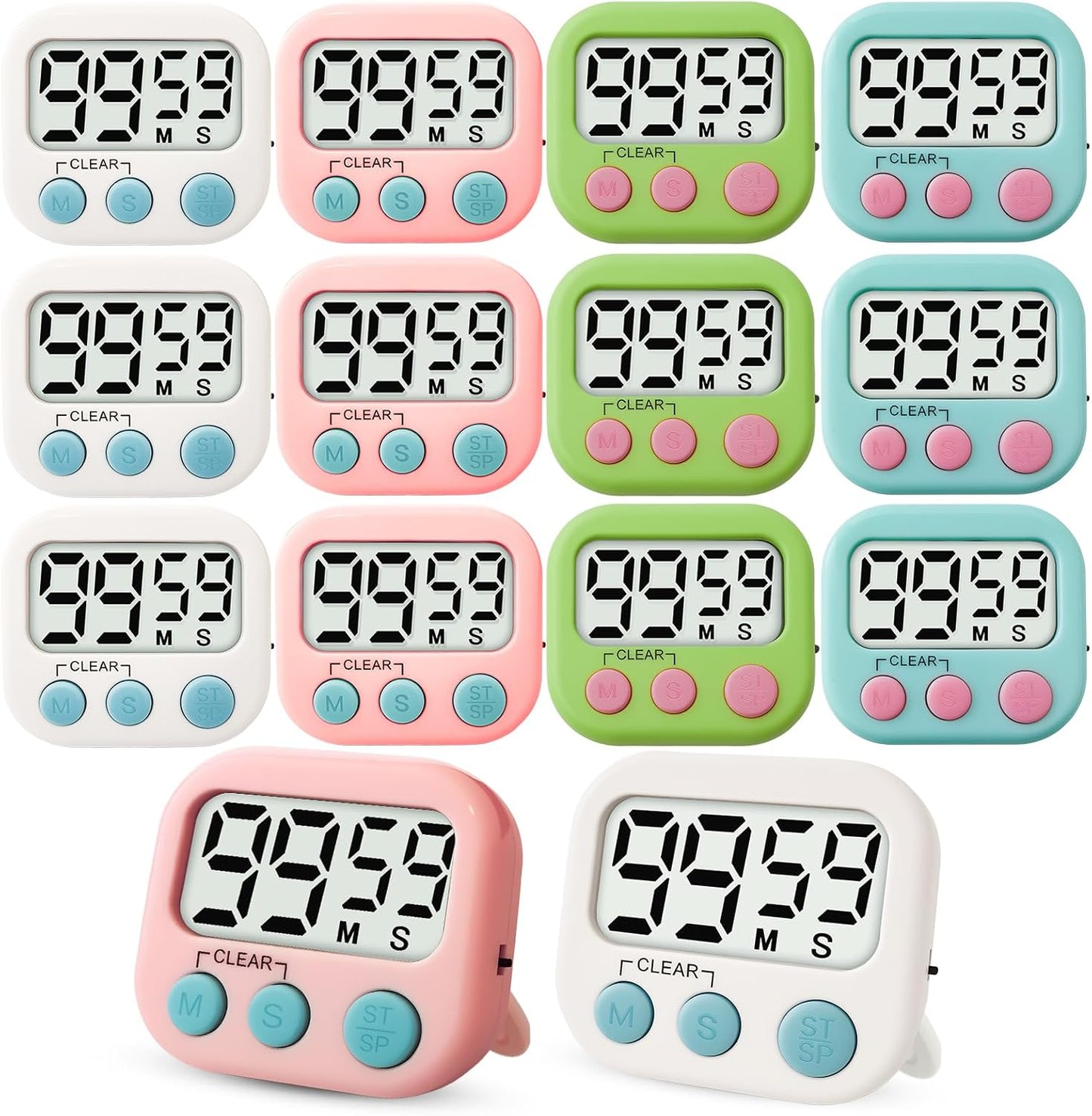 2 Pcs Digital Timer for Kids, Magnetic Countdown Kitchen Timer, Upgrade Loud Alarm Timers for Cooking, Kitchen, Exercise, Work, Study, Classroom, Outdoor Activities, Battery not Including
